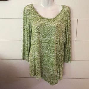 Green print blouse